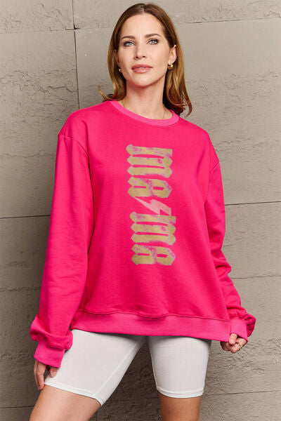 Simply Love Full Size MAMA Round Neck Sweatshirt Deep Rose