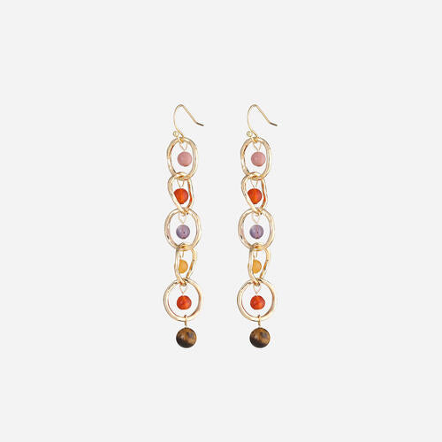 Beaded Alloy Dangle Earrings Deep Red One Size