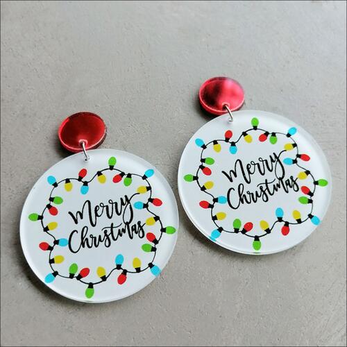 Christmas Themed Acrylic Dangle Earrings Style C One Size