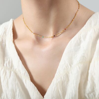 18K Gold-Plated Oil Drip Bead Necklace