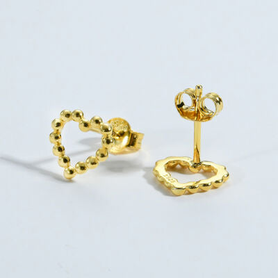 925 Sterling Silver Heart Earrings Gold One Size