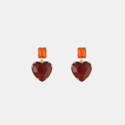 Heart & Geometric Alloy Earrings Style A One Size