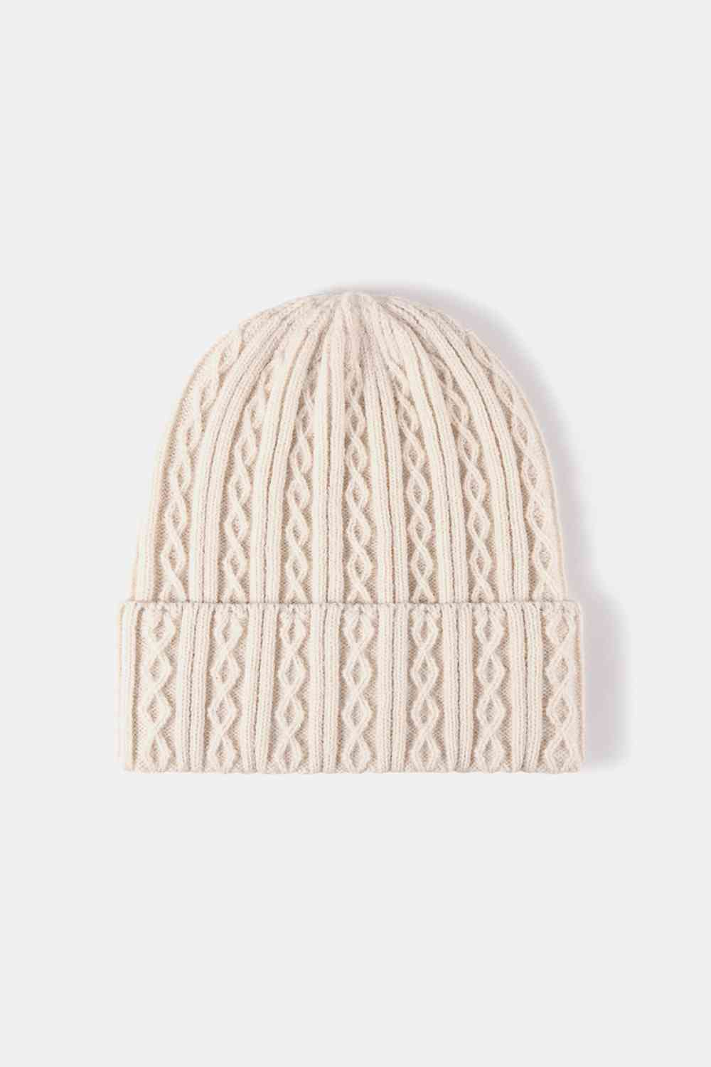 Mixed Knit Cuff Beanie Cream One Size