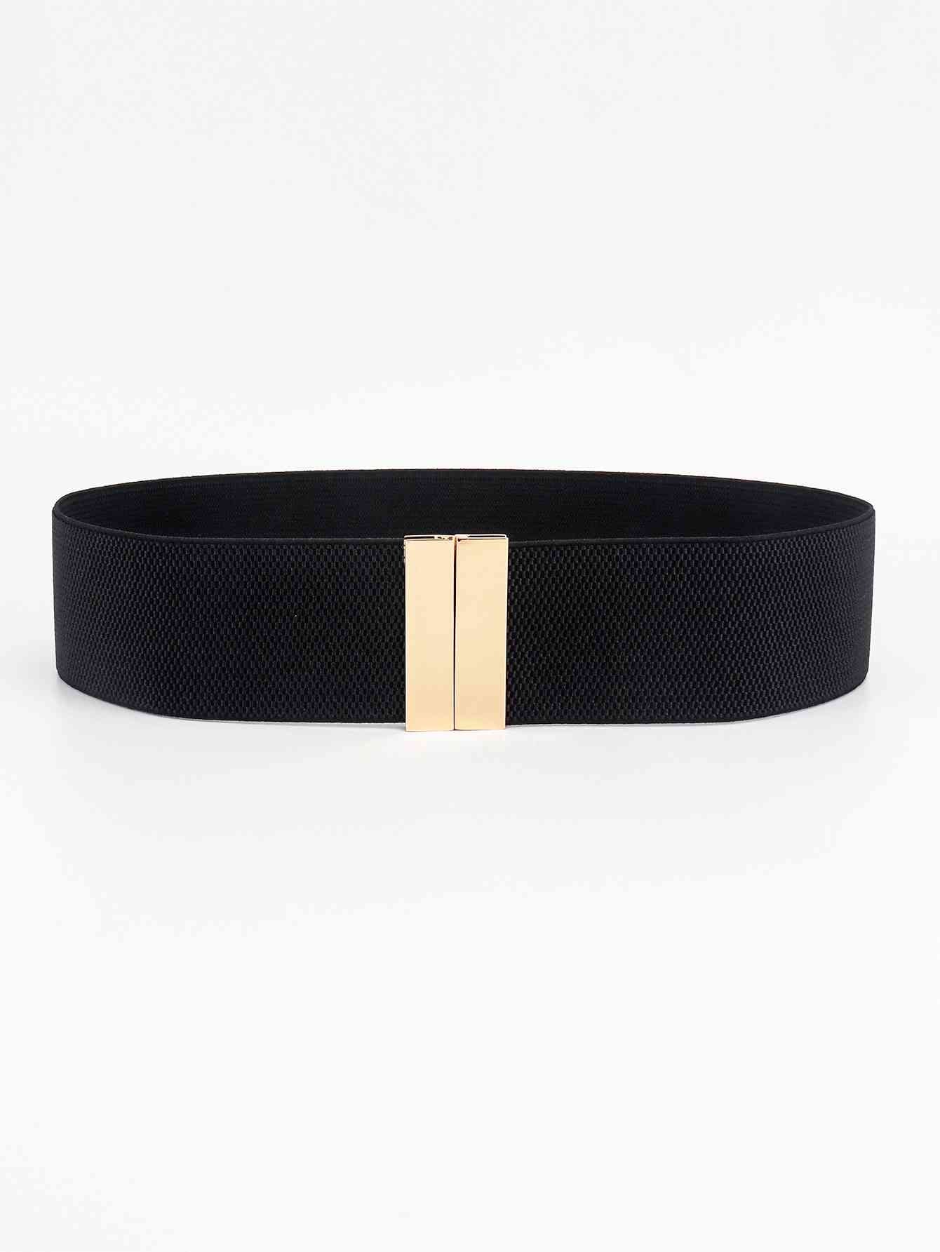 Alloy Buckle Elastic Belt Black/Gold One Size