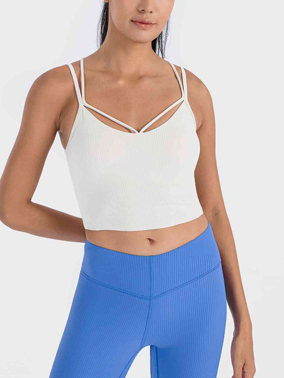 Double Strap Ribbed Sports Cami White