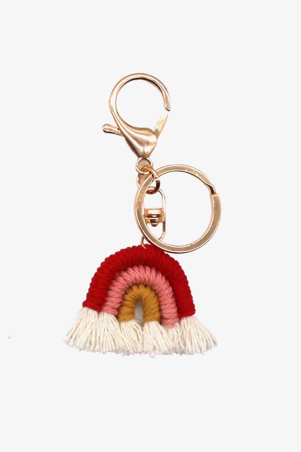 Assorted 4-Pack Rainbow Fringe Keychain Red/Pink/Mustard One Size