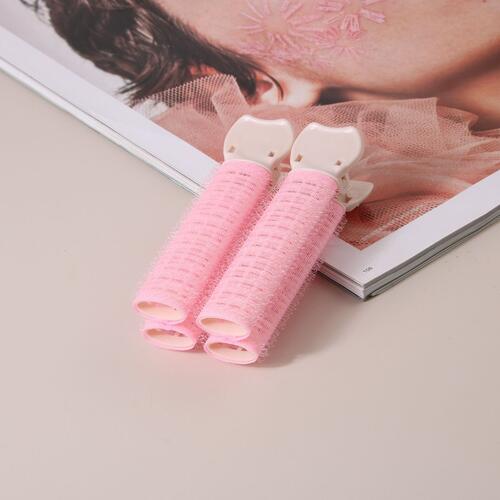 4-Piece Resin Hair Roller Clip Carnation Pink One Size