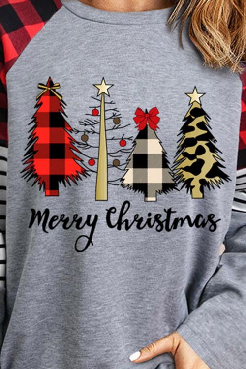 MERRY CHRISTMAS Graphic Round Neck Long Sleeve T-Shirt