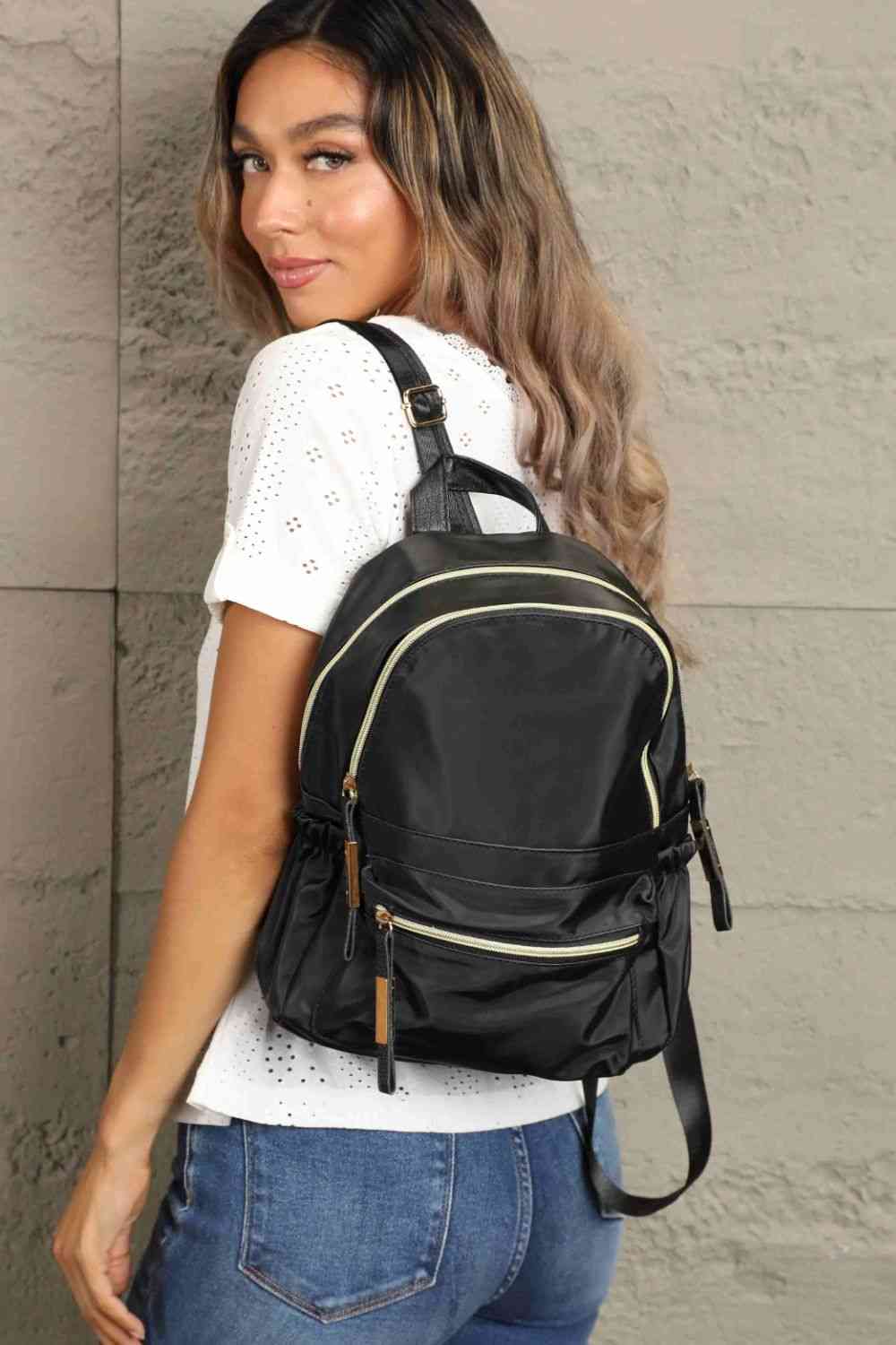 Adored Oxford Cloth Backpack Black One Size