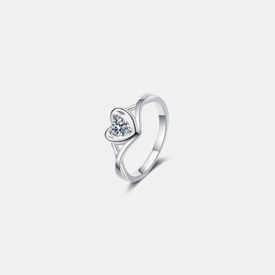 Moissanite Heart 925 Sterling Silver Ring Silver