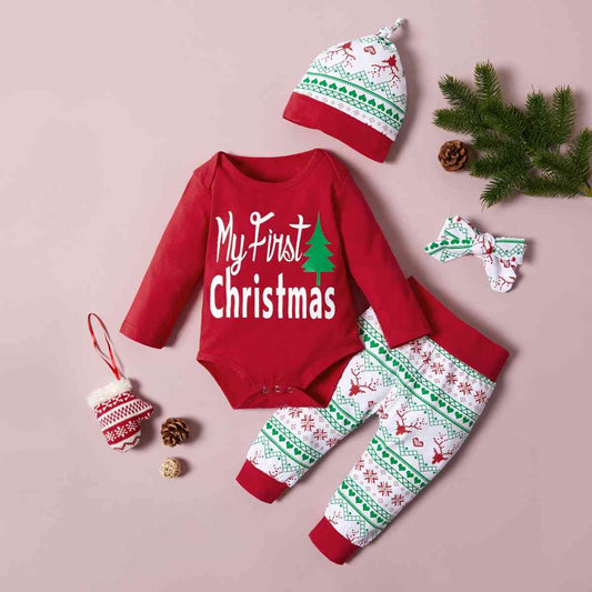 MY FIRST CHRISTMAS Graphic Bodysuit and Pants Set Red