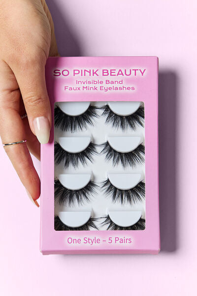 SO PINK BEAUTY Faux Mink Eyelashes 5 Pairs Noir One Size