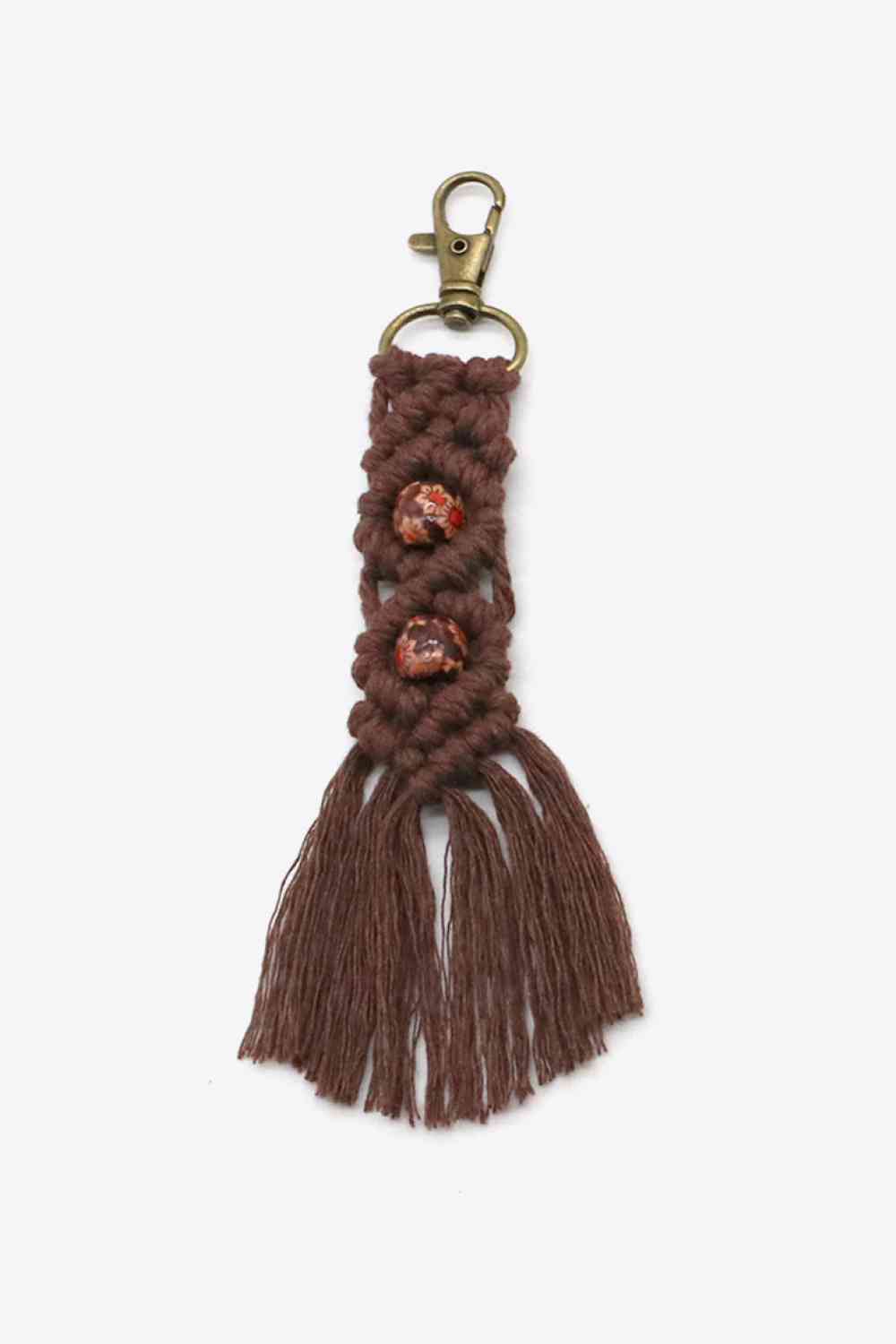 Assorted 4-Pack Handmade Macrame Fringe Keychain Chocolate One Size