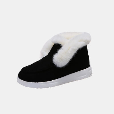 Furry Suede Snow Boots Black