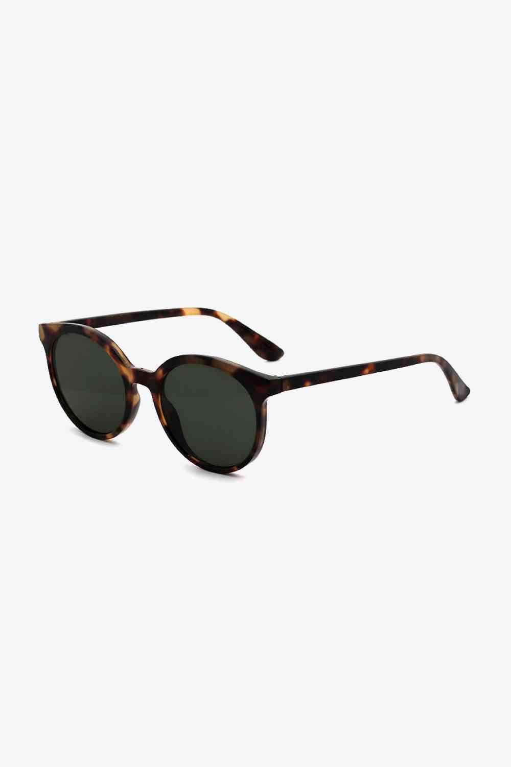 Tortoiseshell Round Polycarbonate Sunglasses Black One Size