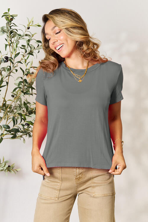 Basic Bae Full Size Round Neck Short Sleeve T-Shirt Heather Gray