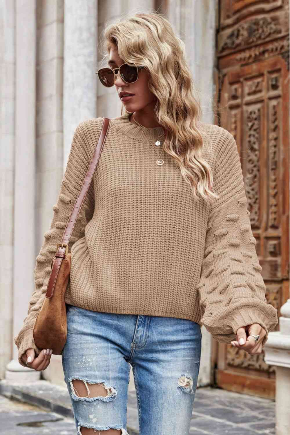 Weekend Style Rib-Knit Dropped Shoulder Sweater