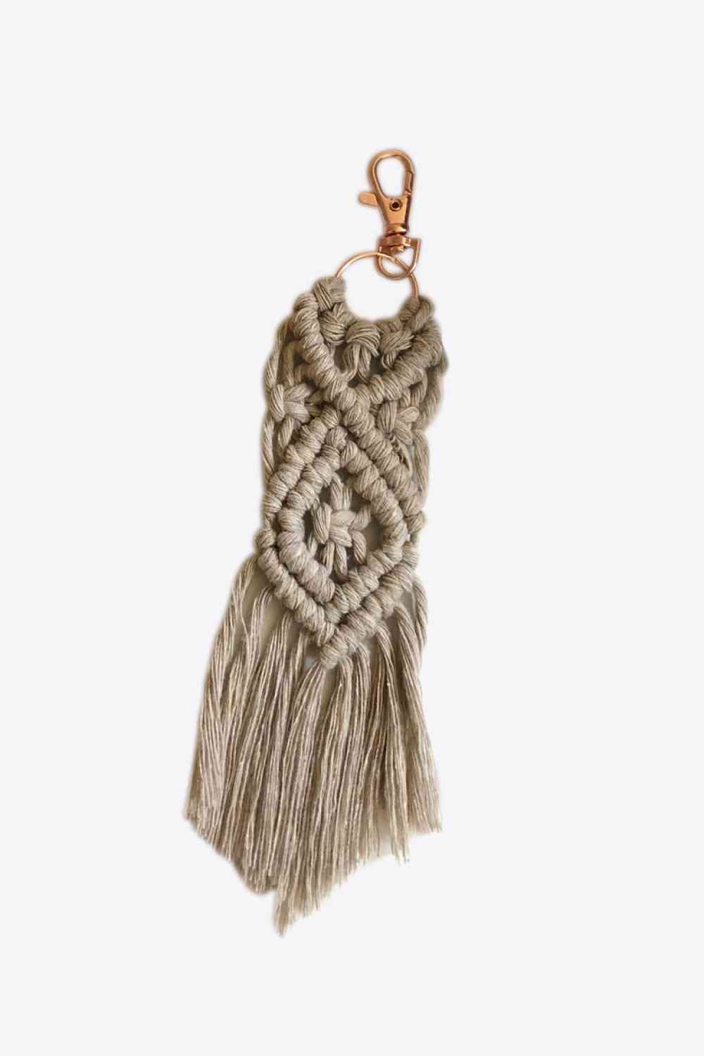 Assorted 4-Pack Macrame Fringe Keychain Khaki One Size