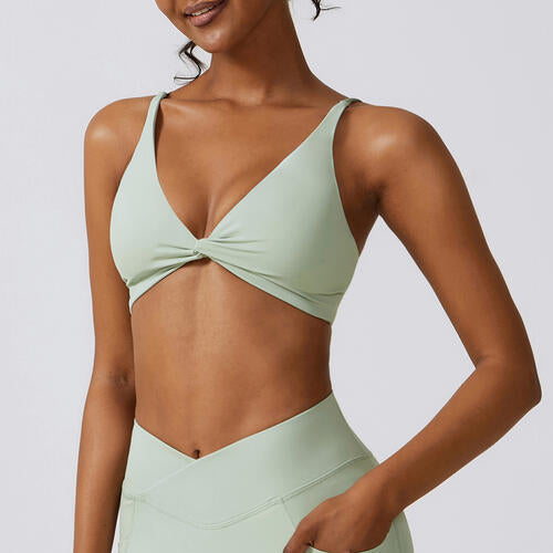 Spaghetti Strap Sport Bra Light Green