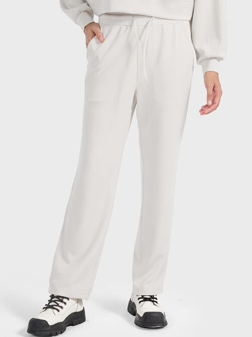 Drawstring Pocketed Sport Pants Ivory