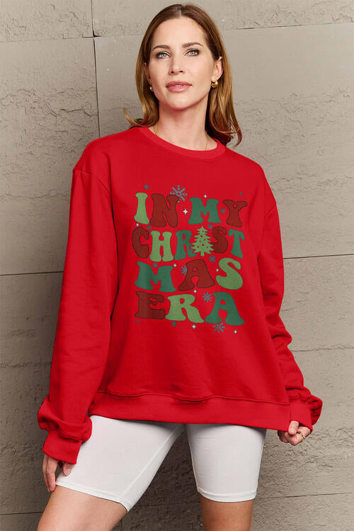 Simply Love Full Size IN MY CHRISTMAS ERA Long Sleeve Sweatshirt Deep Red