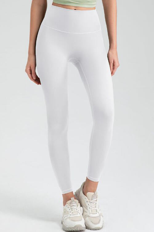 Wide Waistband High Waist Sport Leggings White