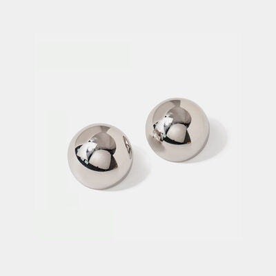 Hemispherical Stainless Steel Earrings Silver One Size