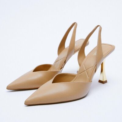 PU Leather Point Toe Stiletto Heel Pumps Tan