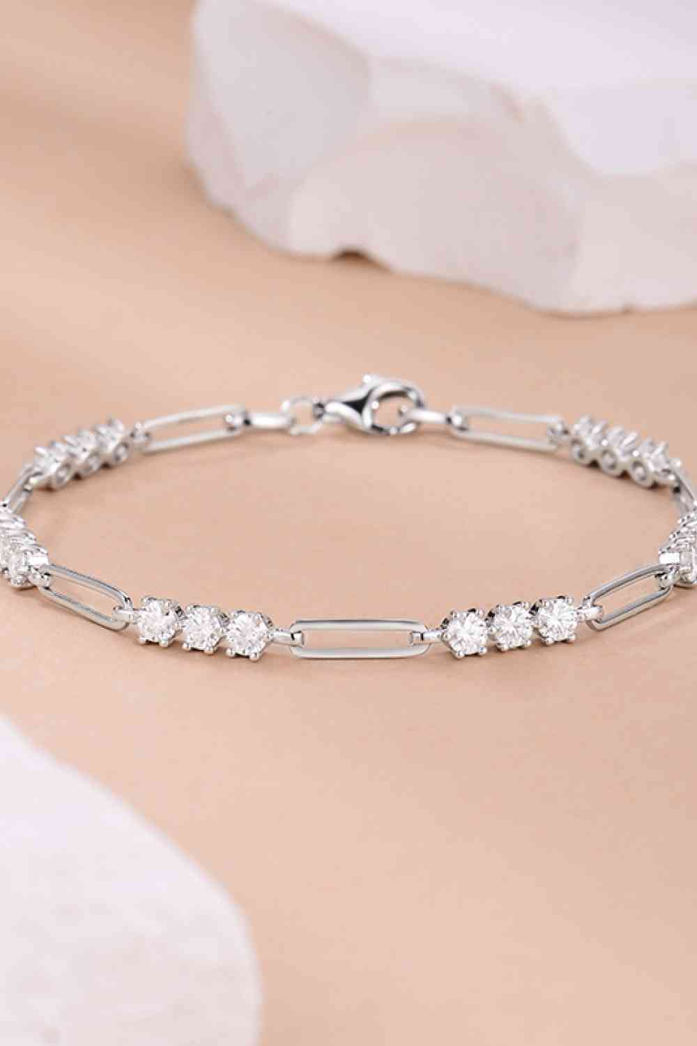 1.8 Carat Moissanite 925 Sterling Silver Bracelet Silver One Size