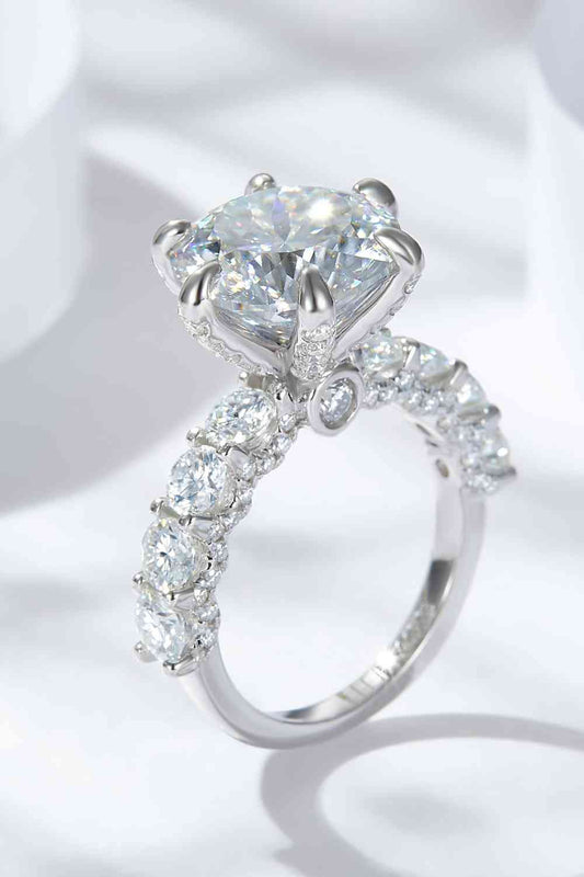 3-Carat Moissanite Platinum-Plated Side Stone Ring Silver