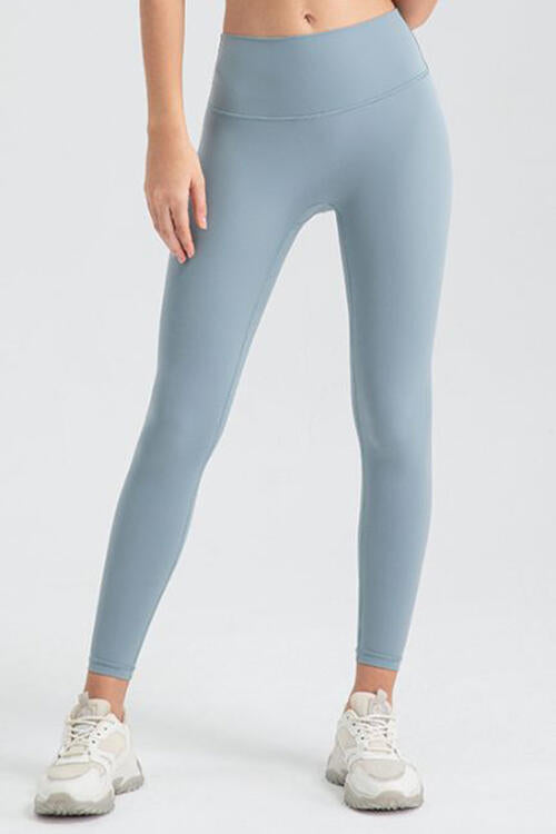 Wide Waistband Sport Leggings Misty Blue