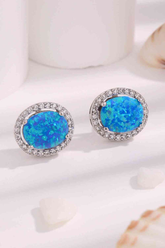 Opal Round Earrings Sky Blue One Size