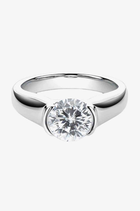 Looking Good 2 Carat Moissanite Platinum-Plated Ring Silver