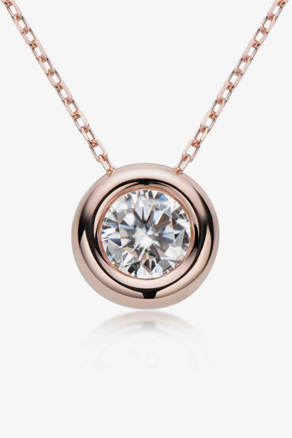 Adored 1 Carat Moissanite Pendant 925 Sterling Silver Necklace Rose Gold One Size
