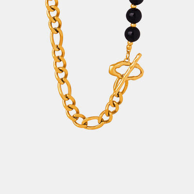 Bead Detail Chunky Chain Necklace Gold One Size