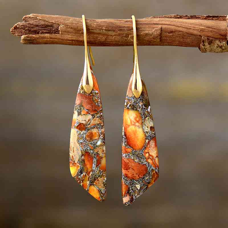 Gold-Plated Copper Dangle Earrings Tangerine/Gold One Size