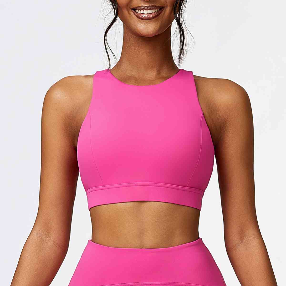 Cutout Racerback Sport Tank Hot Pink