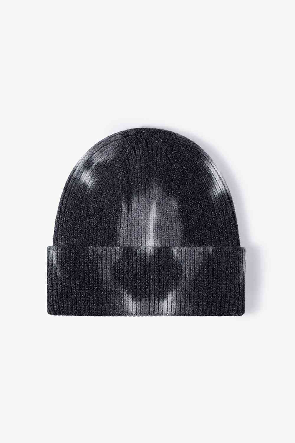 Tie-Dye Cuffed Knit Beanie Black One Size