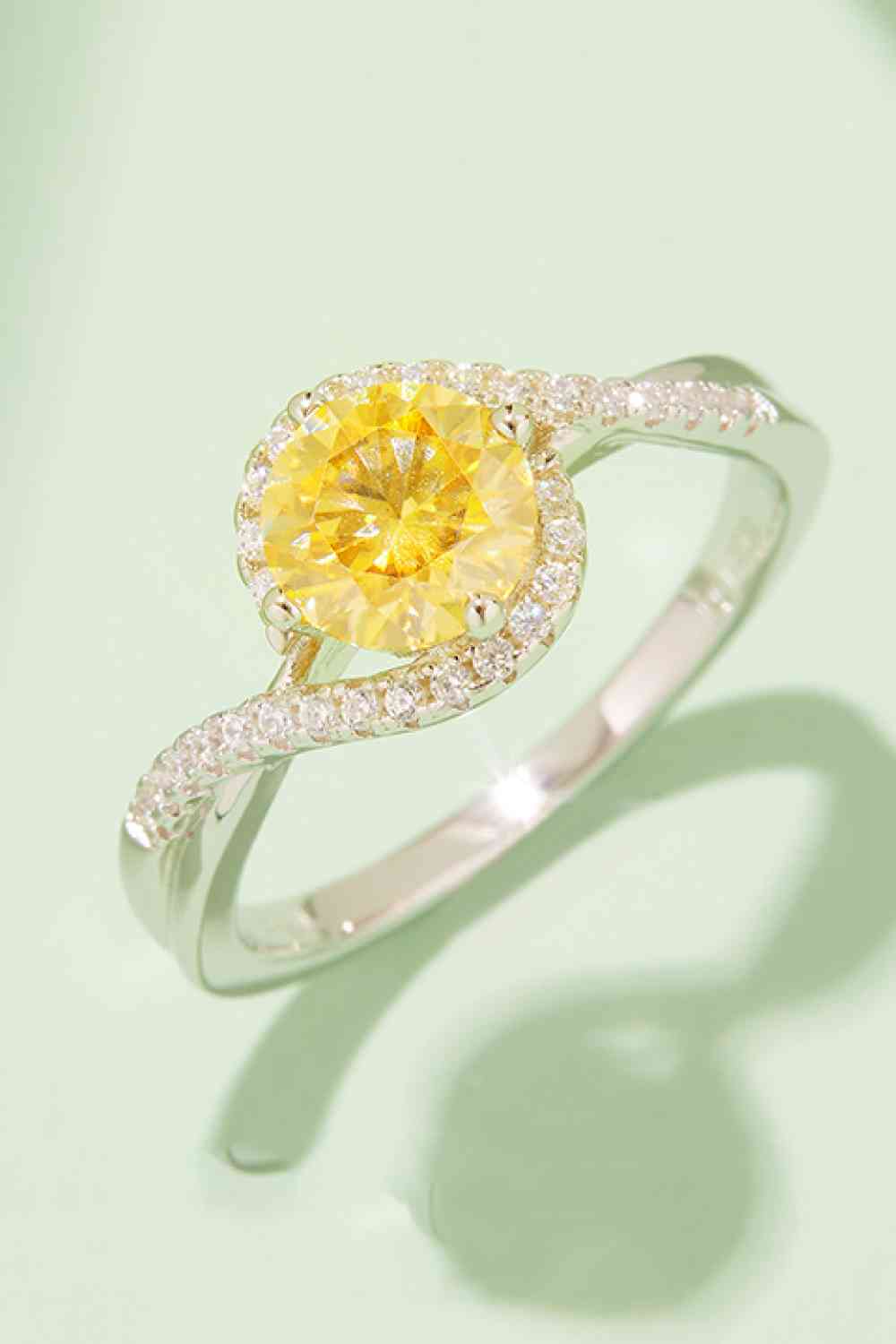 1 Carat Moissanite Contrast 925 Sterling Silver Ring Mustard