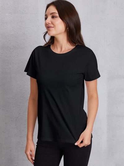 Round Neck Short Sleeve T-Shirt Black