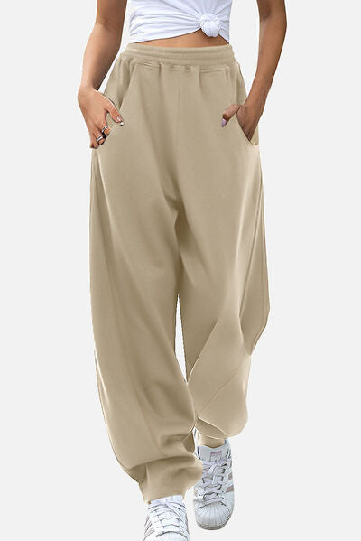 Elastic Waist Sweatpants with Pockets