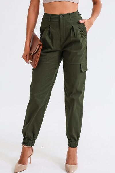 High Waist Cargo Pants Army Green