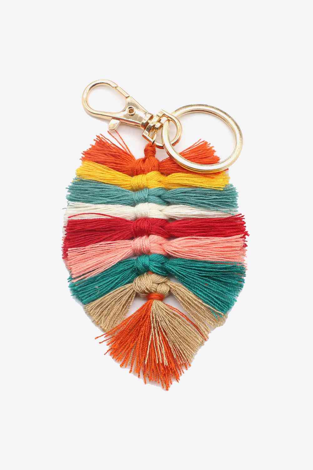 Assorted 4-Pack Leaf Shape Fringe Keychain Multicolor One Size