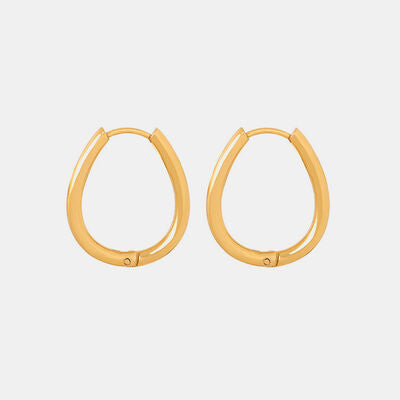 Titanium Steel Huggie Earrings Gold One Size