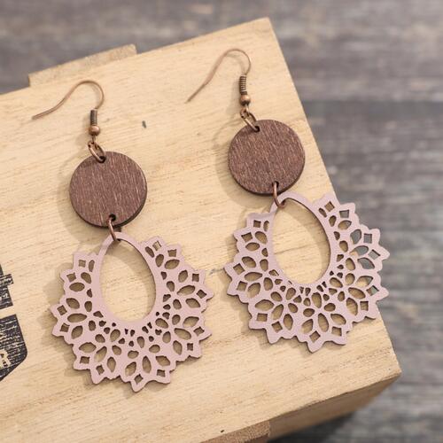 Geometric Cutout Dangle Earrings Dusty Pink One Size