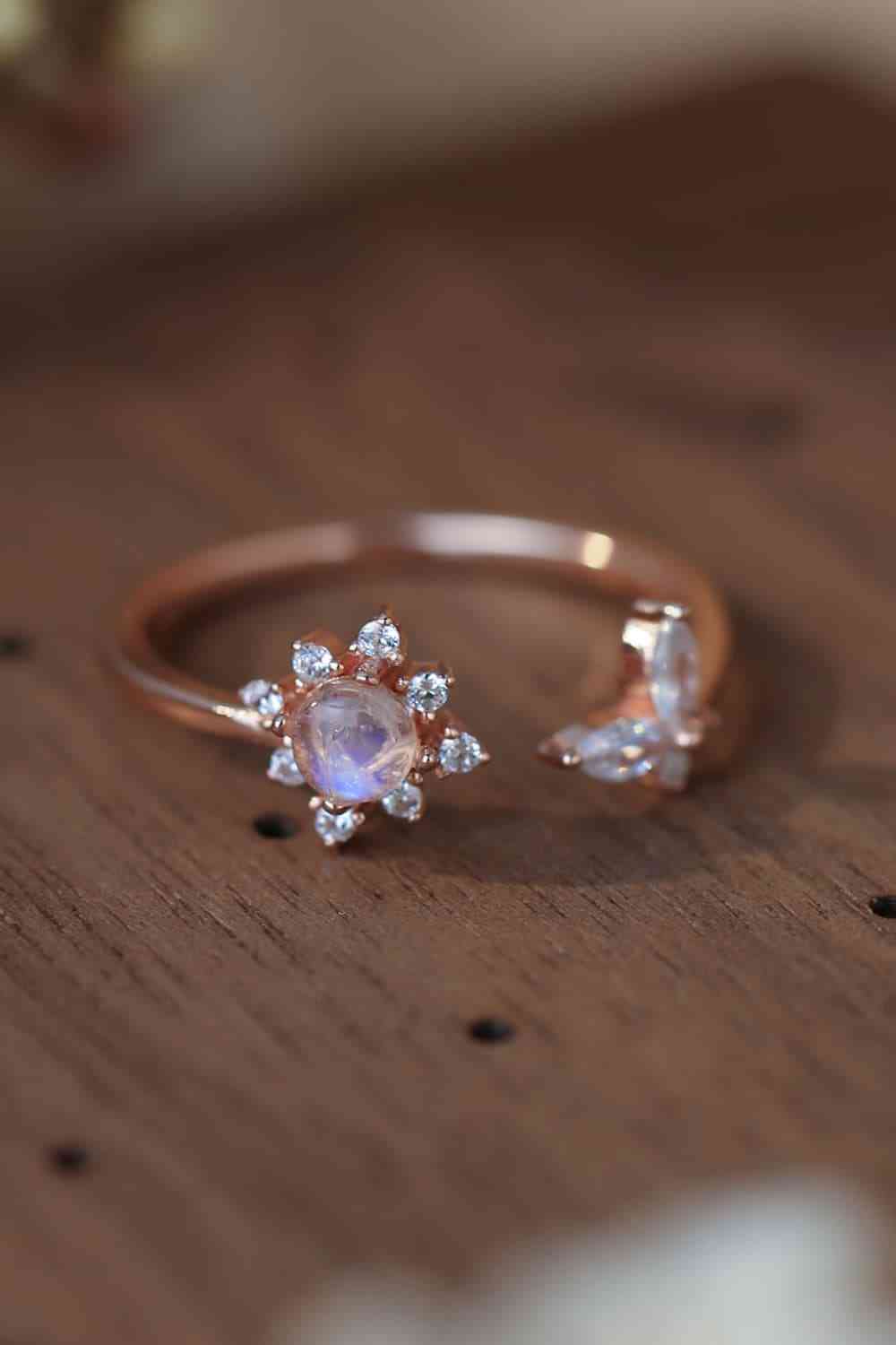 Moonstone 18K Rose Gold-Plated Open Ring Rose Gold One Size