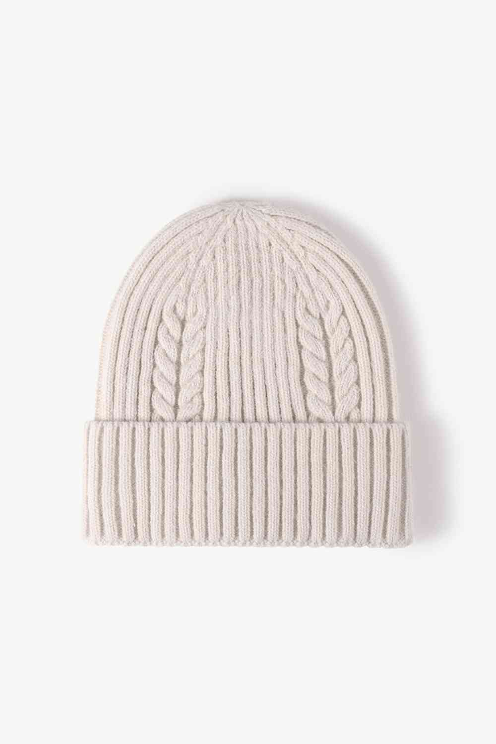 Cable-Knit Cuff Beanie Beige One Size