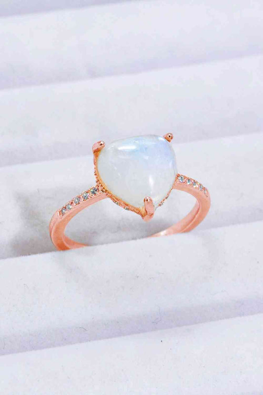 Heart-Shaped Natural Moonstone Ring Moonstone/Rose Gold