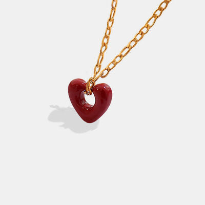 Titanium Steel Heart Pendant Necklace Gold One Size