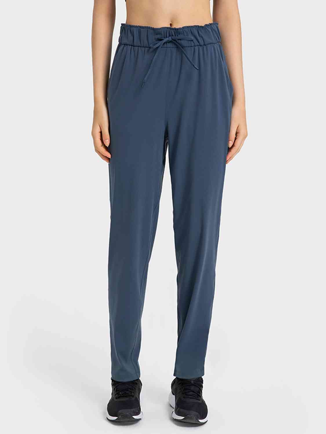 Drawstring Sport Pants with Pockets French Blue